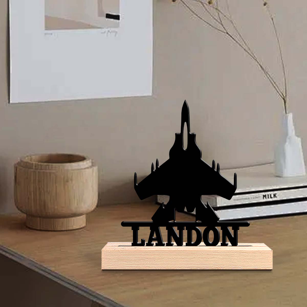 Desktop Laser Engraver - 1個入り金属製デスクトップ装飾品、カスタマイズ可能な内容、木製台座付き、新築祝いの贈り物、金属製オーナメント装飾品
