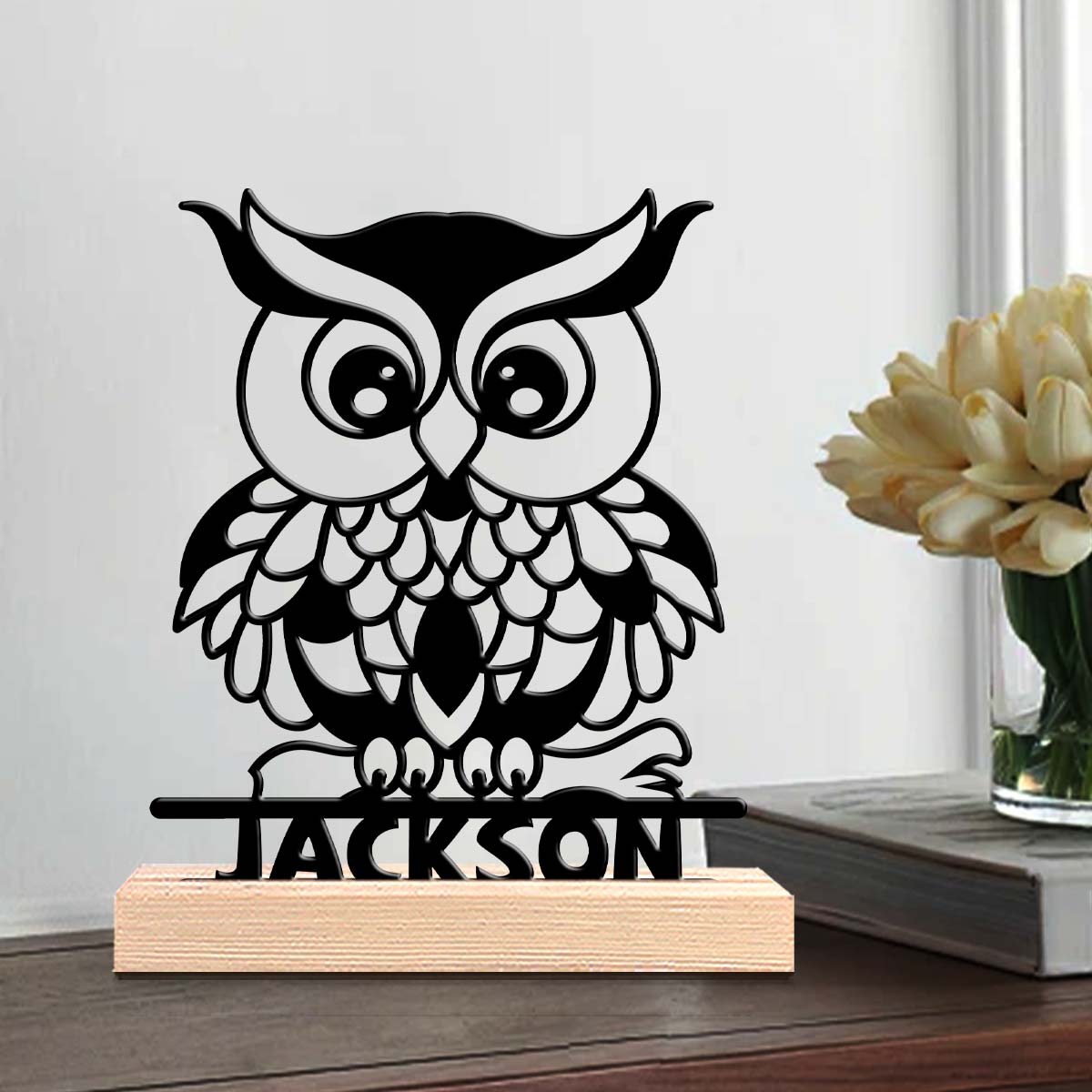 Desktop Laser Engraver - 1個入り デスクトップメタルオーナメント カスタマイズ可能な内容 木製ベース付き 新築祝いの友人へのギフト、装飾オーナメント