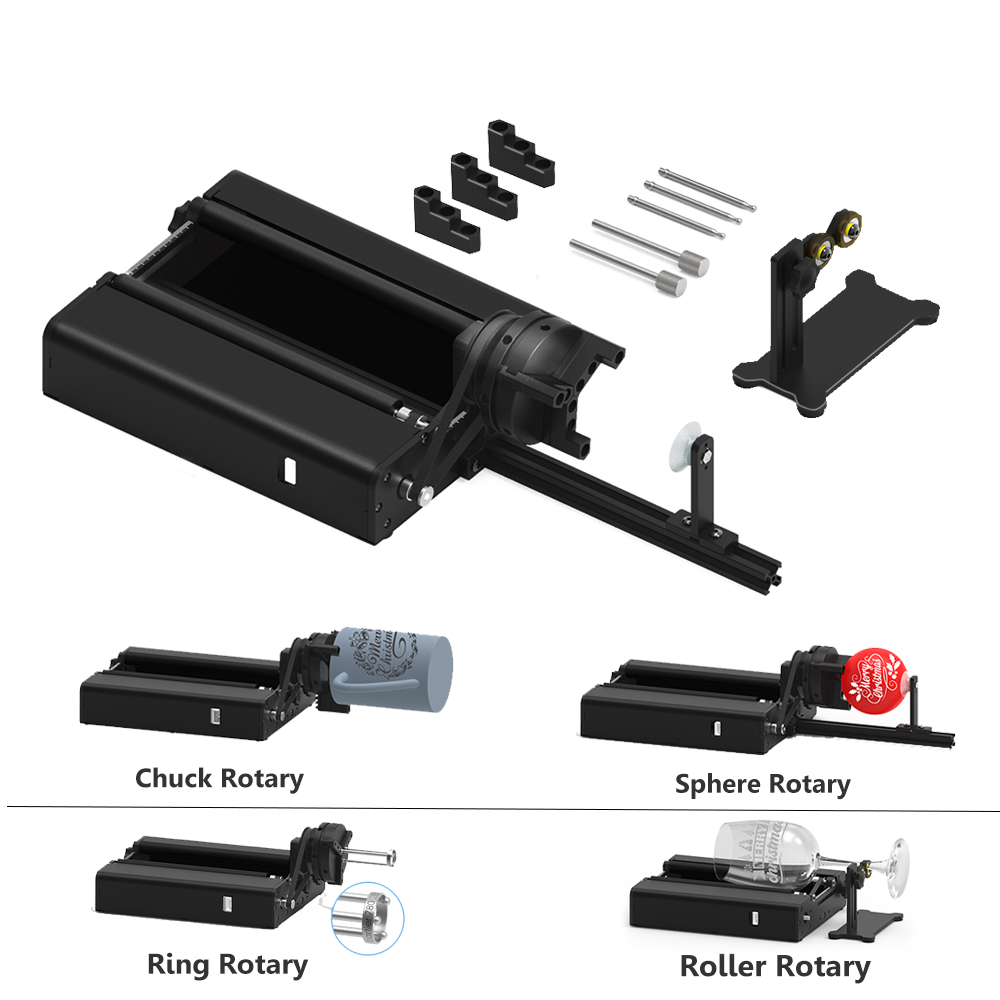 Rotary Axis Laser Engraver - Twotrees-TR2プロのレーザー彫刻切断機用ロータリーローラー、360 ° Y軸、円球シリンダーリングおよびカップ用