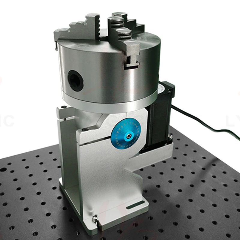 Rotary Axis Laser Engraver - 3爪スルーホール回転軸第4回転ジグ直径80mm 100mm 125MM ファイバーCo2レーザー溶接彫刻マーキングマシン用