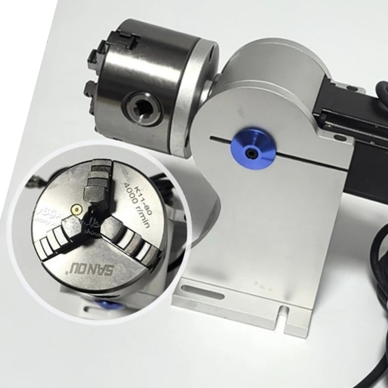 Rotary Axis Laser Engraver - 新しいD80 80mmチャックA軸Nema23モーター回転軸、2Mワイヤー付き、ファイバーレーザー彫刻機シリンダーマーキング用