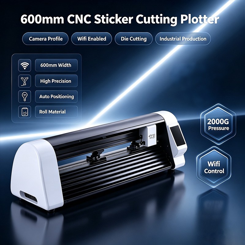 Industrial Laser Cutters - 600mm CNCレーザーステッカーカッティングプロッター カメラプロファイルダイカッティングマシン Wifi対応 産業用生産カッター