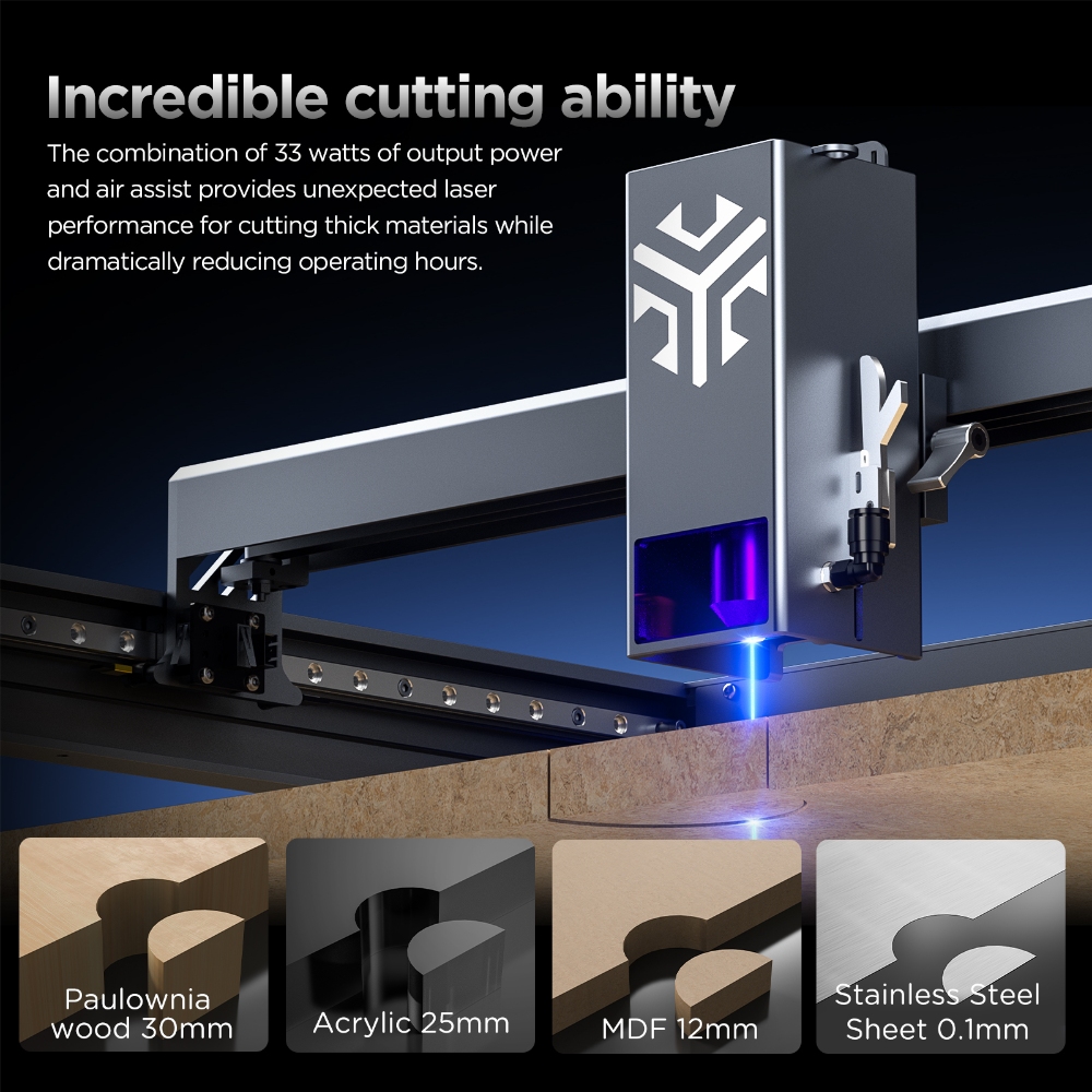 ACMER P2 33W レーザー彫刻機 エアアシスト機能付 - Industrial Laser Engraver For Wood のレビューと価格